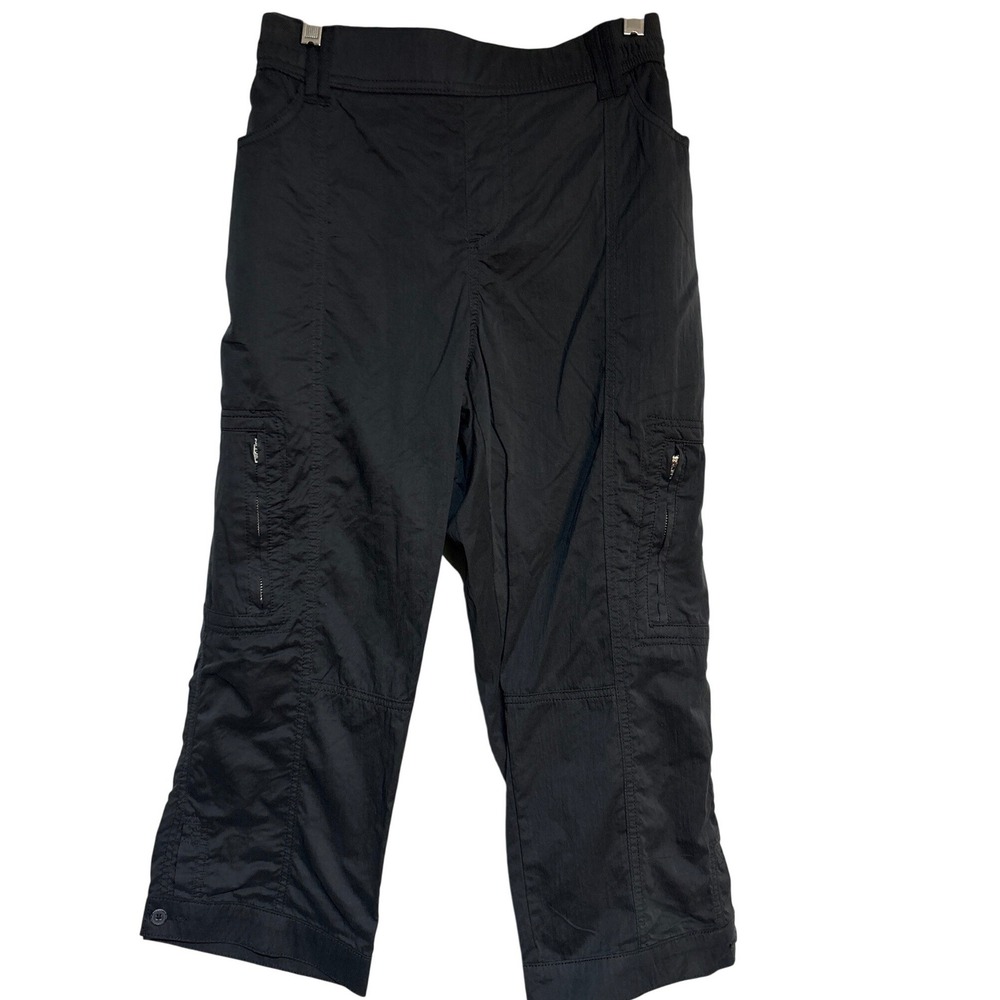 Westbound Womens Black Parachute Crop Pants Mid Rise Relaxed Cargo Size 14 NEW